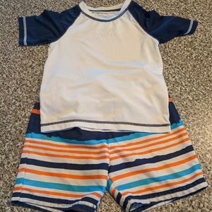 Toddler Boys 2t swim trunks and rash guard set